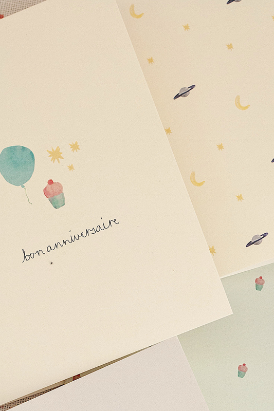 kort – bon anniversaire – blå ballon
