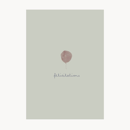 kort – félicitations – rosa ballon