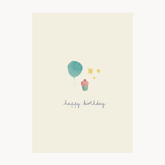 kort – happy birthday – blå ballon